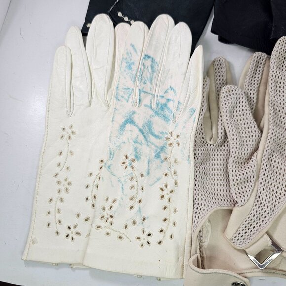Vintage Gloves Leather Mesh Lot 8 Pairs Mixed Styles Sizes Prop Theater Costume - Picture 2 of 15